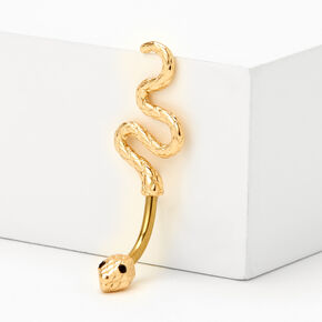 Gold-tone Stainless Steel Slithering Snake 14G Belly Bar,