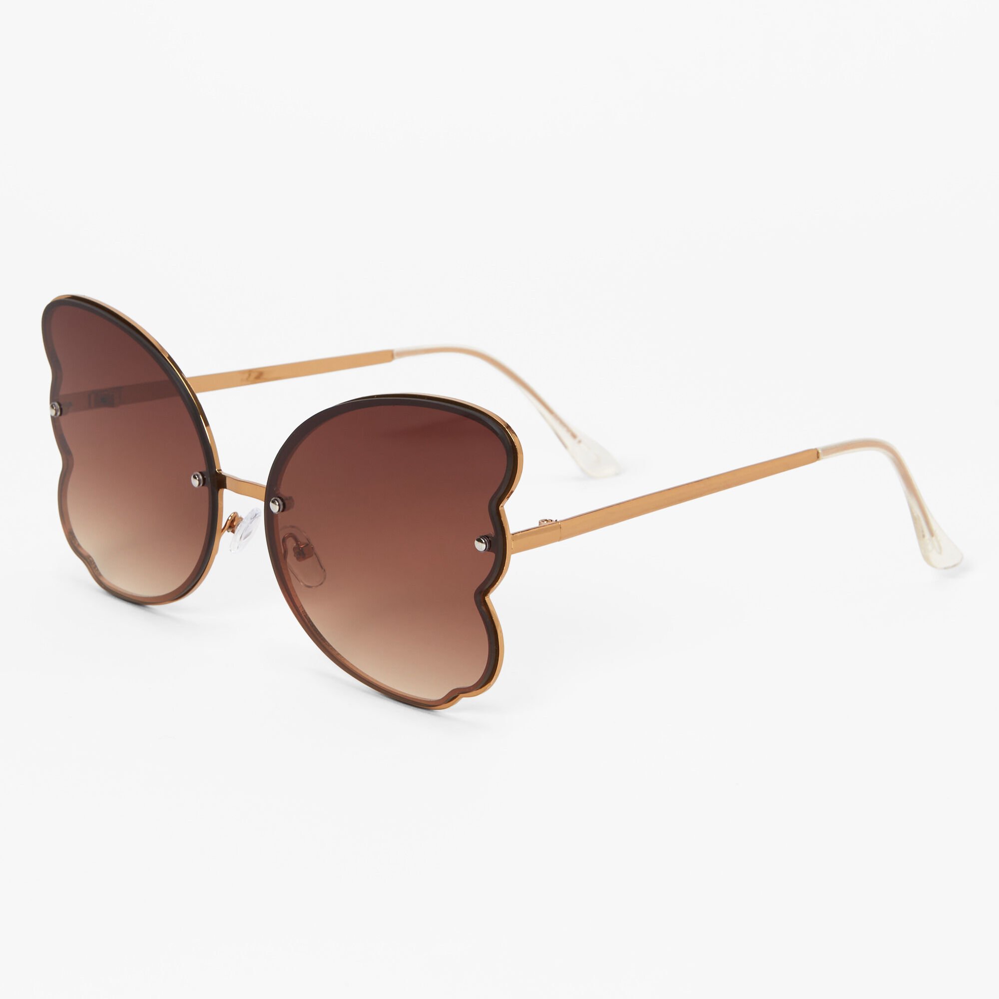Claire's Lunettes de soleil en forme de papillon à monture couleur dorée