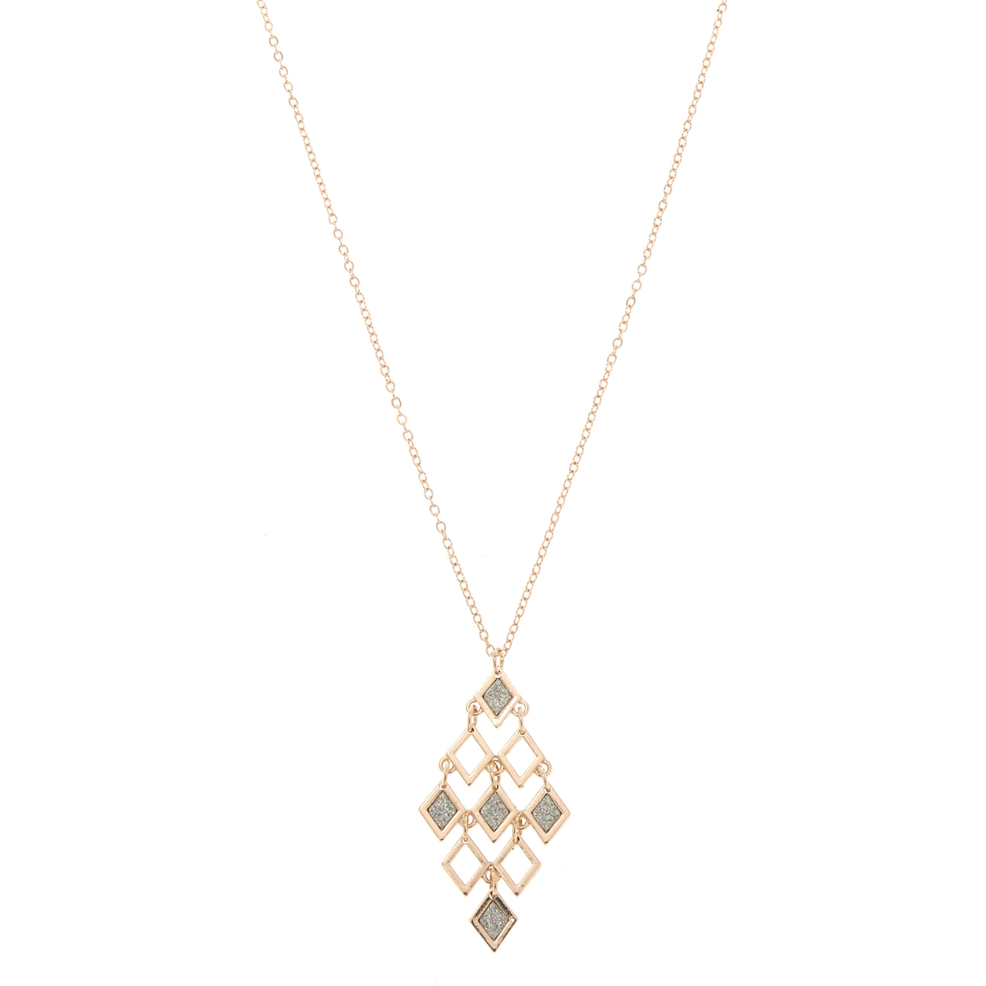Gold Glitter Chandelier Long Pendant Necklace Claire S Gold Glitter Chandelier Long Pendant Necklace