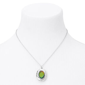 Silver Mood Oval Locket Pendant Necklace,