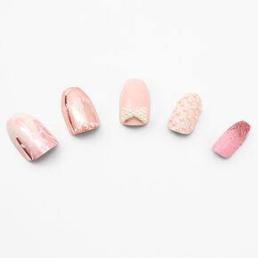 Birthday Girl Coffin Faux Nail Set - Pink, 24 Pack,