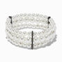 Three-Row Pearl &amp; Hematite Stretch Bracelet,