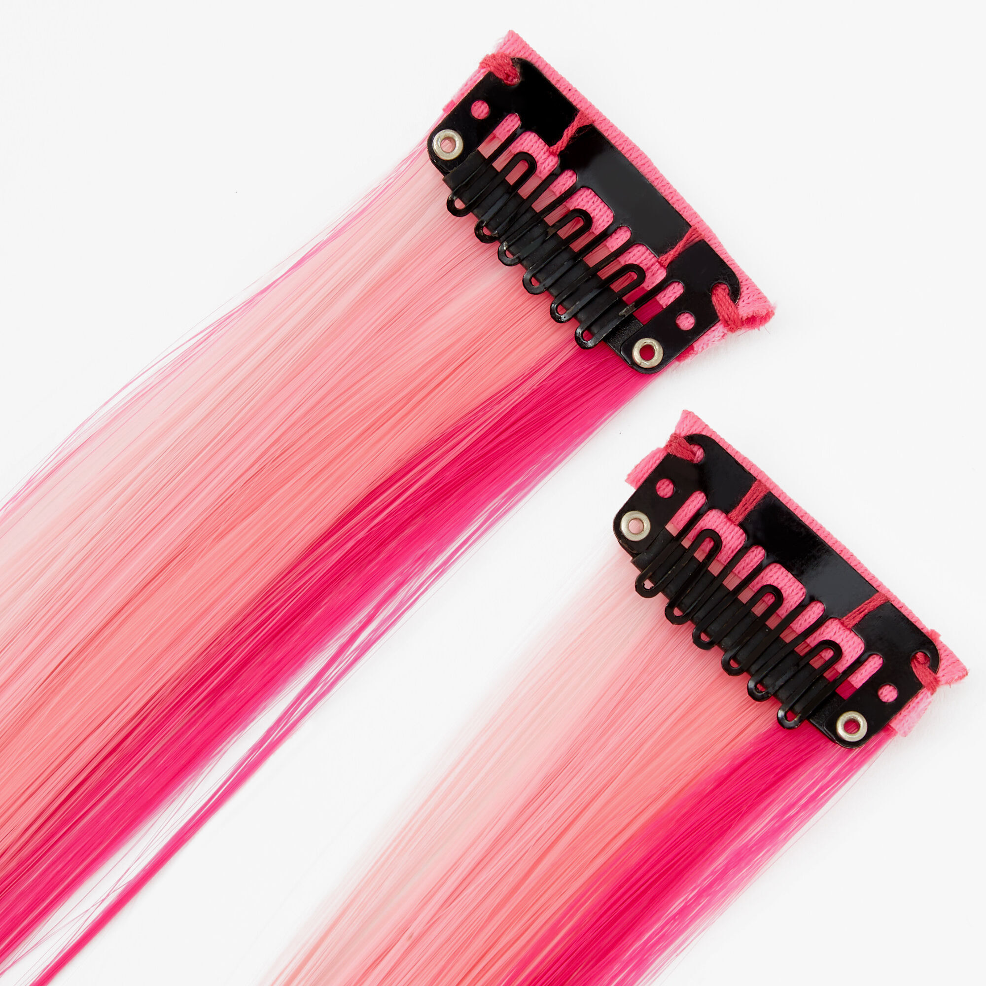 Pink Ombré Faux Hair Clip In Extensions - 2 Pack