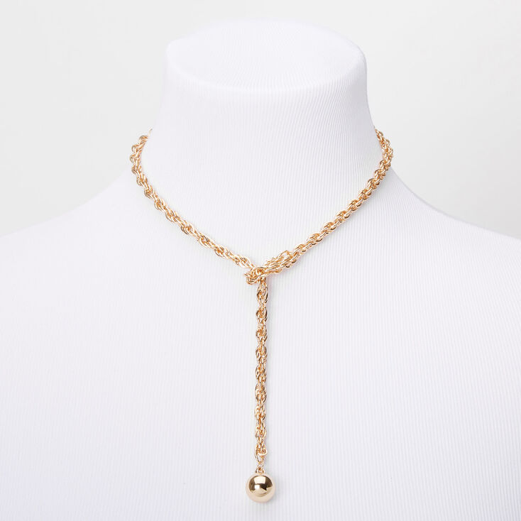 Gold Braided Bolo Tie Chain Necklace,