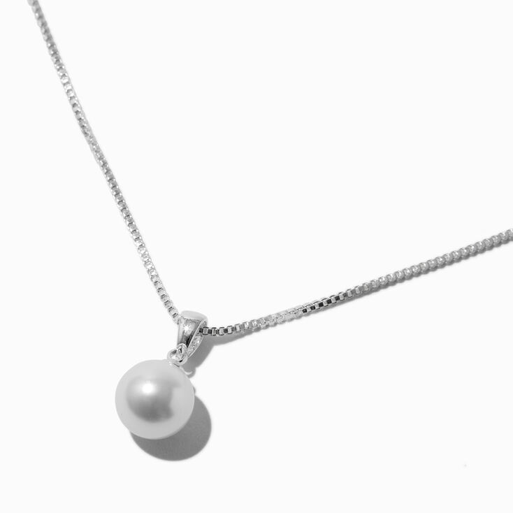 White Pearl 6mm Pendant Necklace,