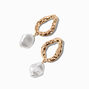 Gold-tone Textured Pearl Drop Earrings,