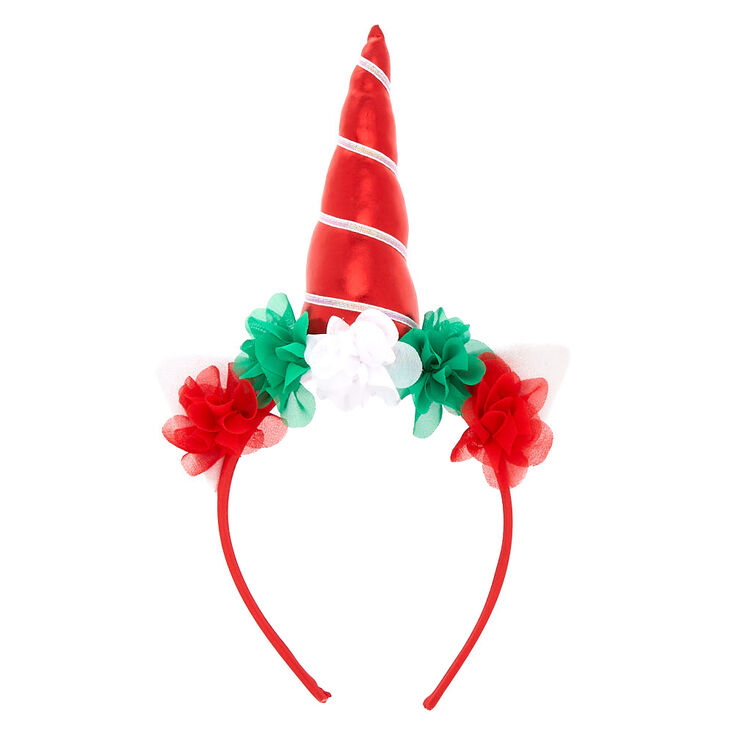 Christmas Unicorn Floral Headband - Red | Claire's US