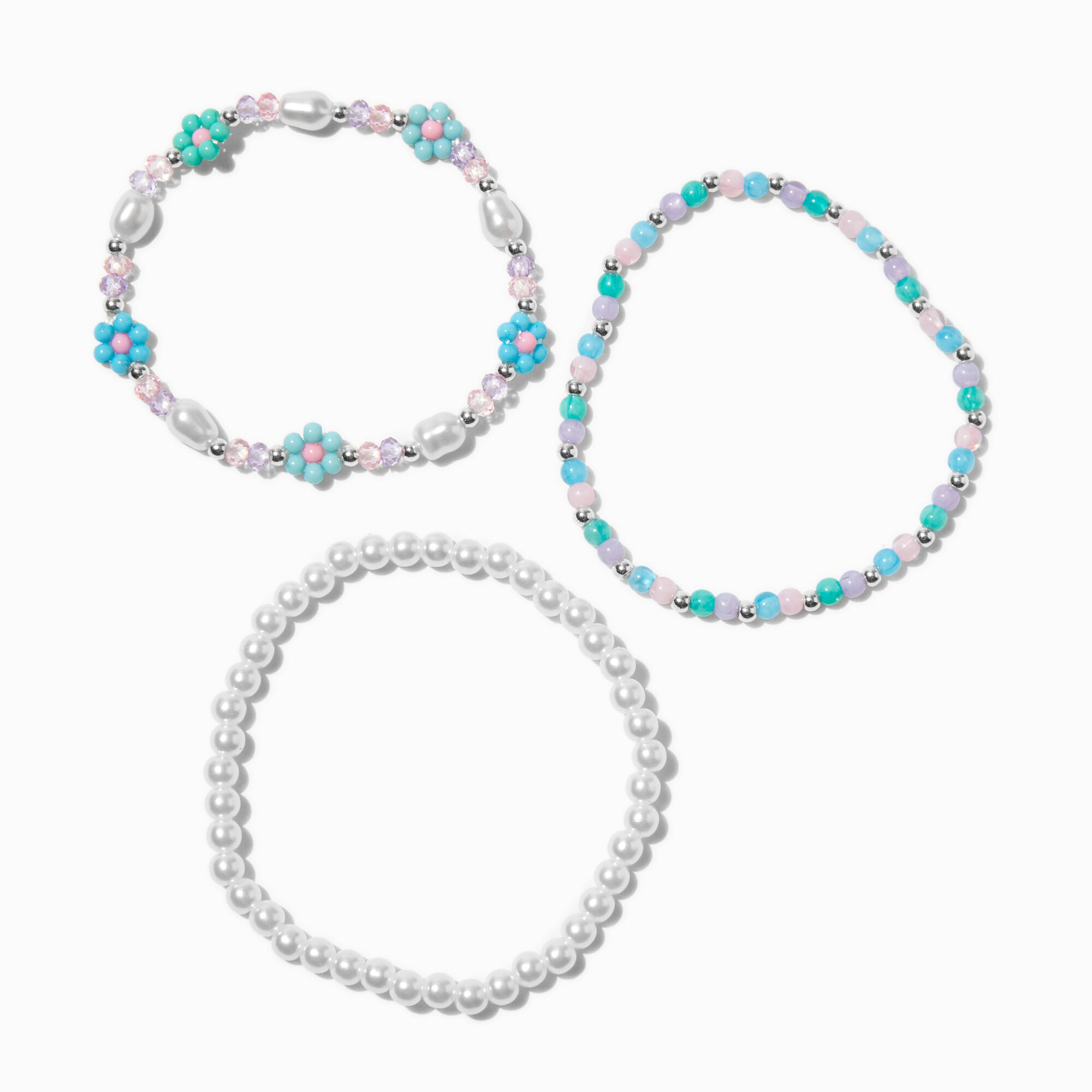 View Claires Club Mermaid Floral Beaded Anklets 3 Pack information