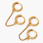 Goldplated 10MM Connector Chain Huggie Hoop Earrings,