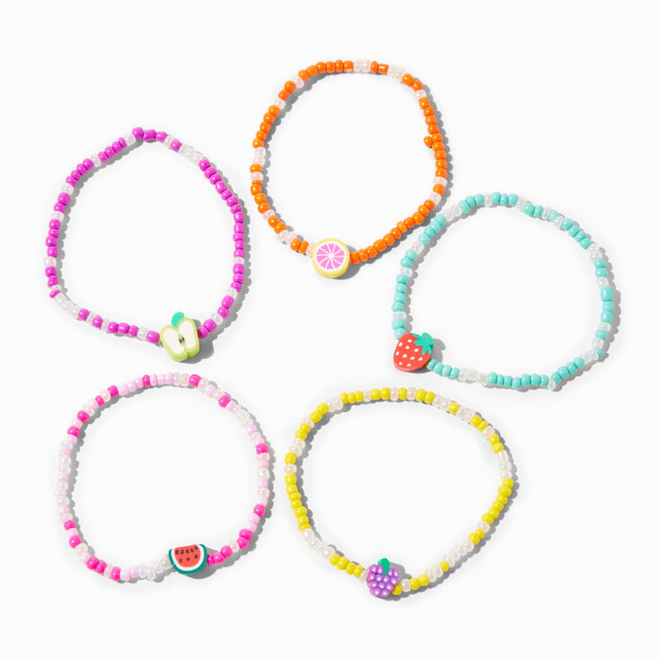 Best Friends Multicolored Fruit Beaded Stretch Bracelets - 5 Pack,