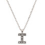 Silver Embellished Initial Pendant Necklace - I,