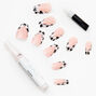 Faux ongles stiletto French manucure pied-de-poule - Lot de 24,