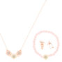 Claire&#39;s Club Rose Gold Flower Jewelry Set - Pink, 3 Pack,