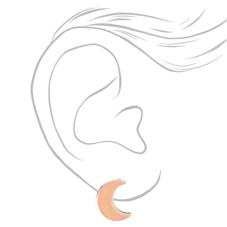 Crescent Moon Stud Earrings- Peach,