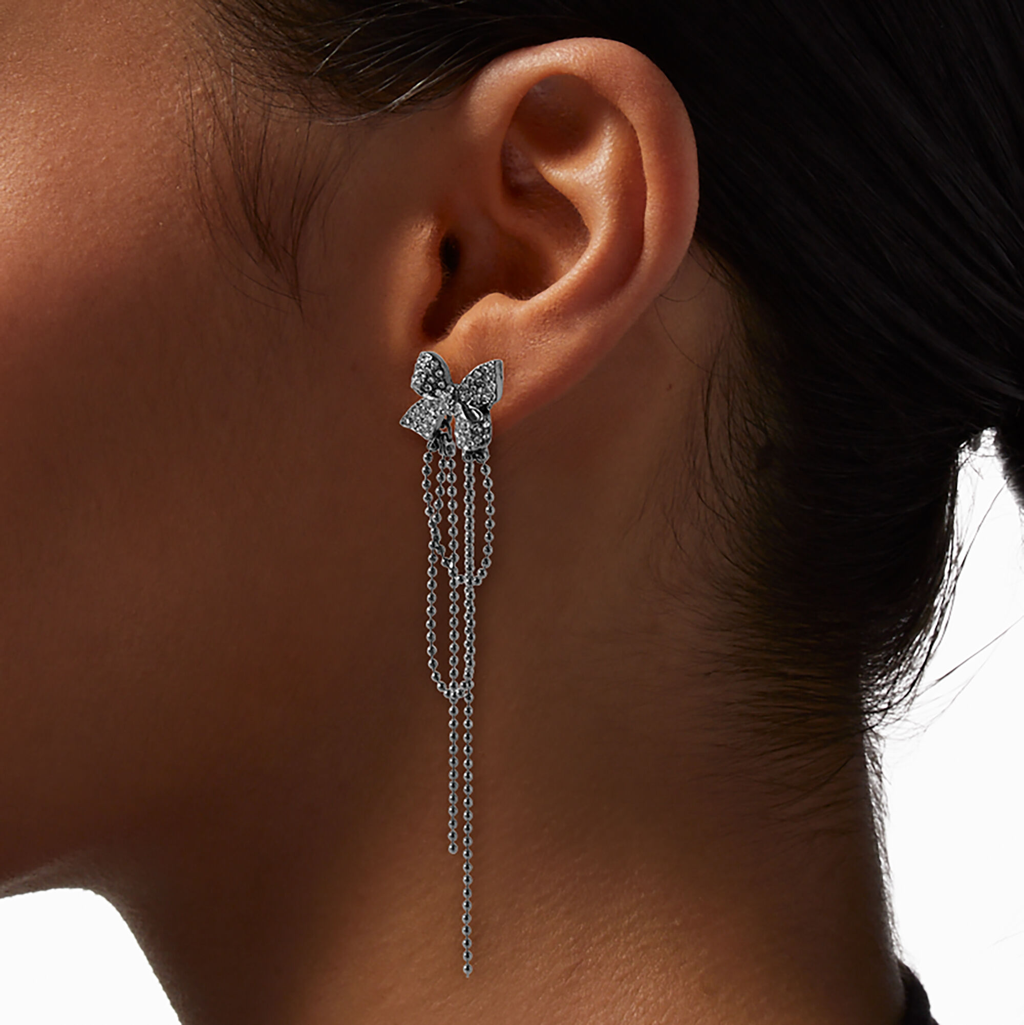 Pendantes avec chaîne maillon sphérique en strass,