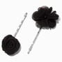 Pinces &agrave; cheveux perles d&#39;imitation fleurs en tulle noires - Lot de 4,