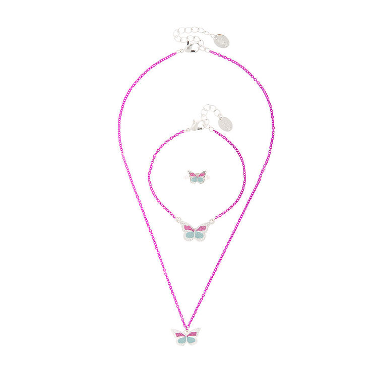 Claire&#39;s Club Butterfly Jewellery Set - Purple, 3 Pack,