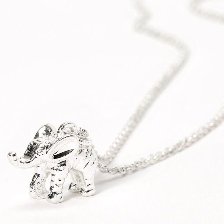 Silver 3D Elephant Pendant Necklace,
