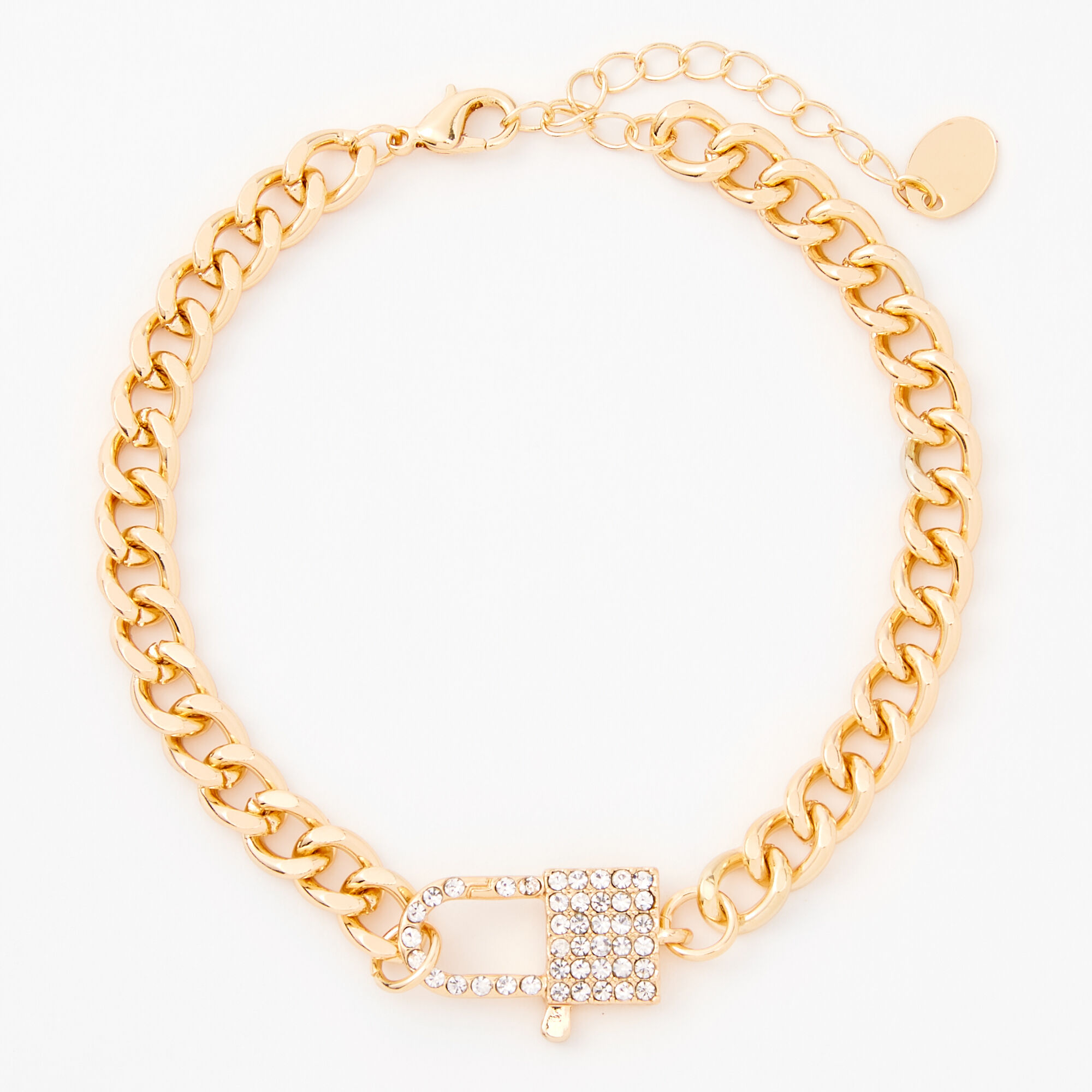 Gold Embellished Lock Chain Anklet,