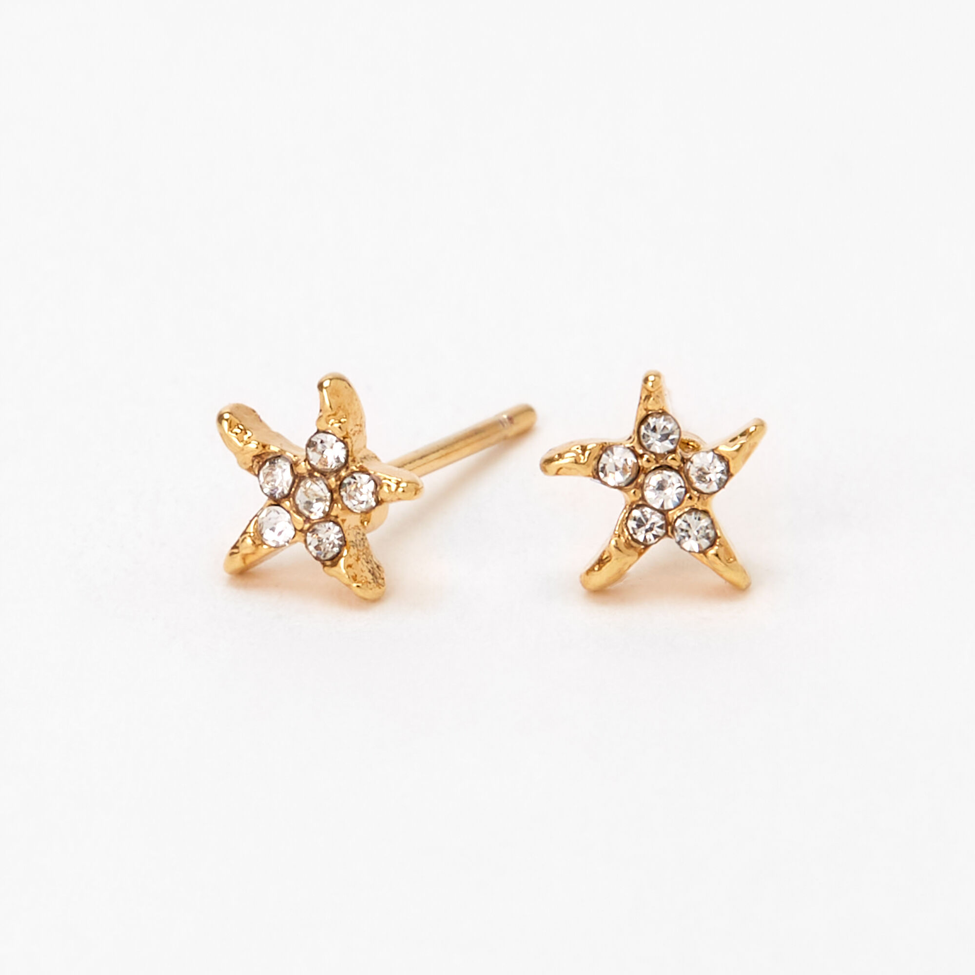 18ct Gold Plated Crystal Starfish Stud Earrings