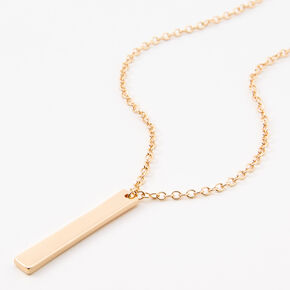 Gold Rectangular Drop Pendant Necklace,
