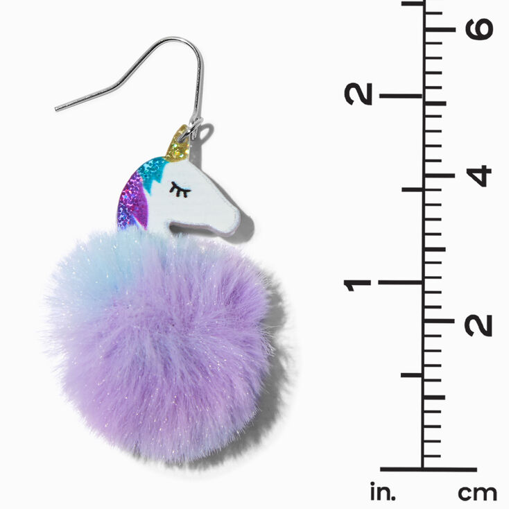 Pendantes 5&nbsp;cm pompon licorne violettes et bleues,