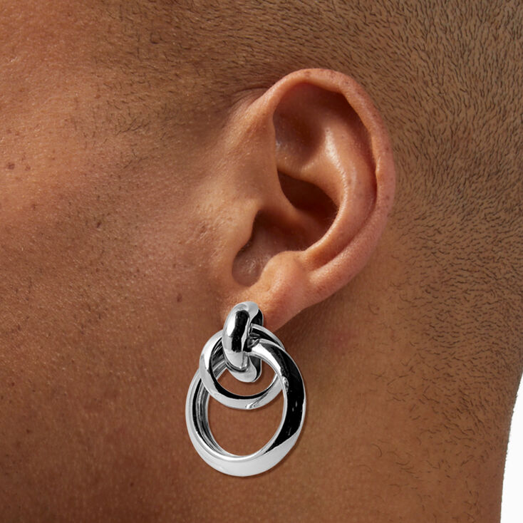 Silver-tone Entwined Hoops Drop Earrings,