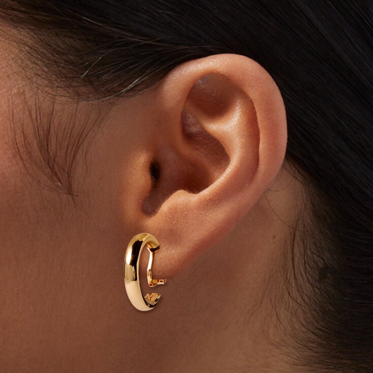 Gold 20MM Tube Clip-On Hoop Earrings,