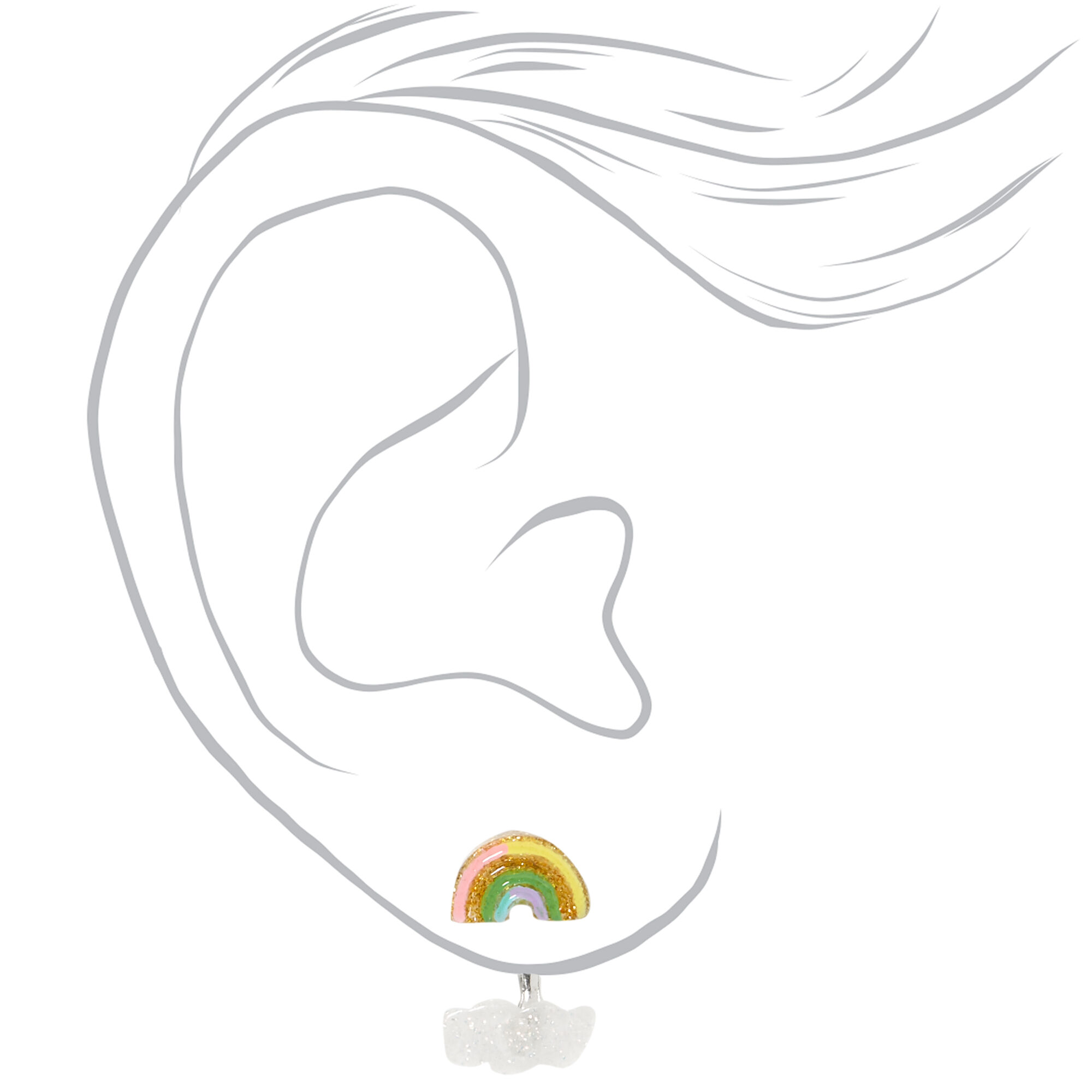 Rainbow Cloud Ear Jacket Earrings,