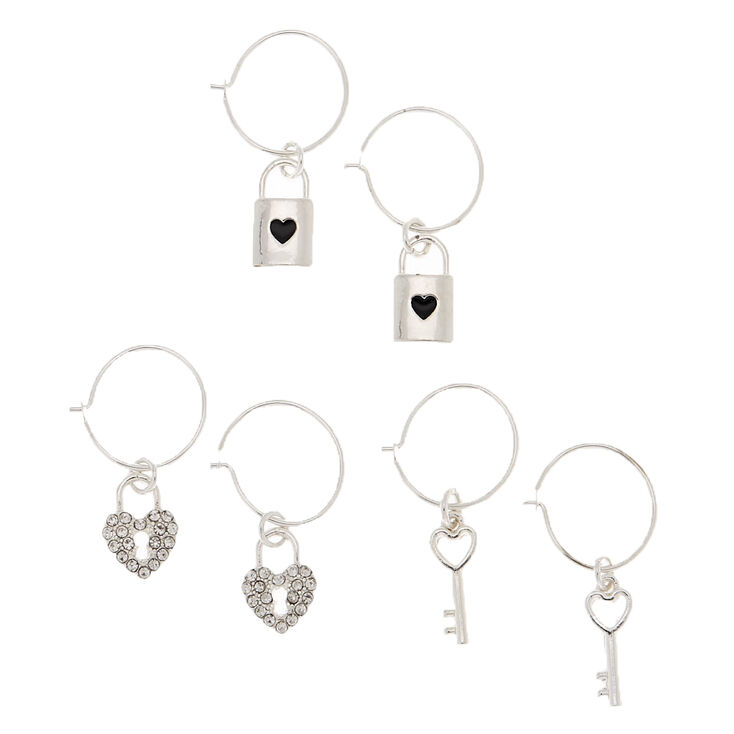 Silver Key Mixed Earrings - 6 Pack,