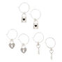 Silver Key Mixed Earrings - 6 Pack,