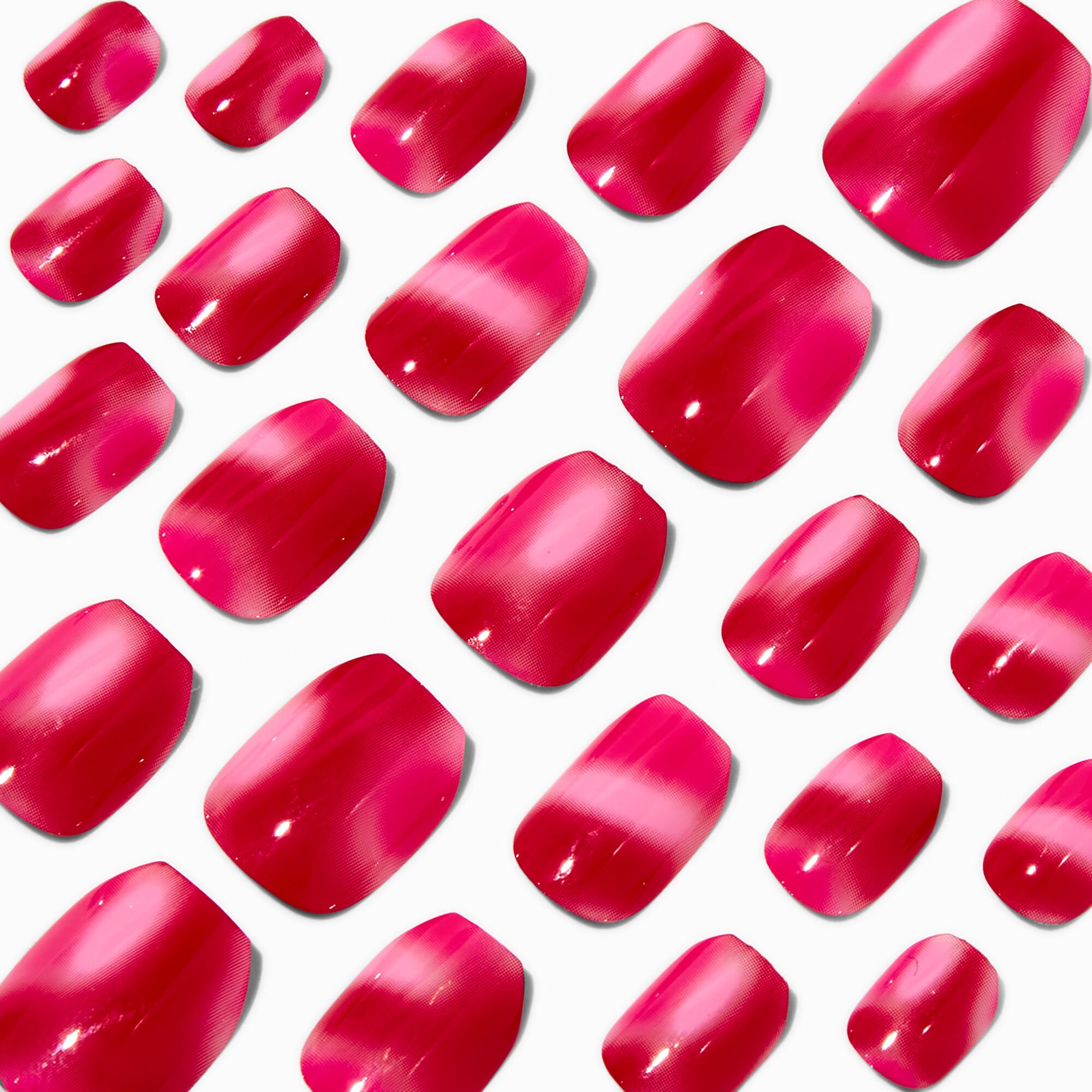 Pink & Red Tie Dye Coffin Press On Vegan Faux Nail Set - 24 Pack,