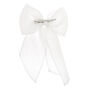 Pleated Chiffon Hair Bow Clip - White,