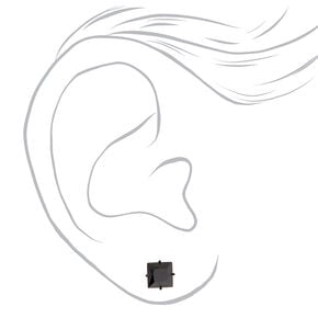 Clous d&#39;oreilles rectangulaires avec strass en zircon cubique noir et titane - 6&nbsp;mm,