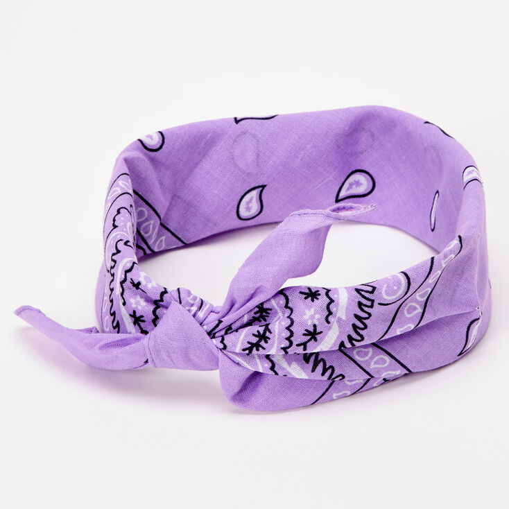 Bandeau bandana motif cachemire - Lilas,