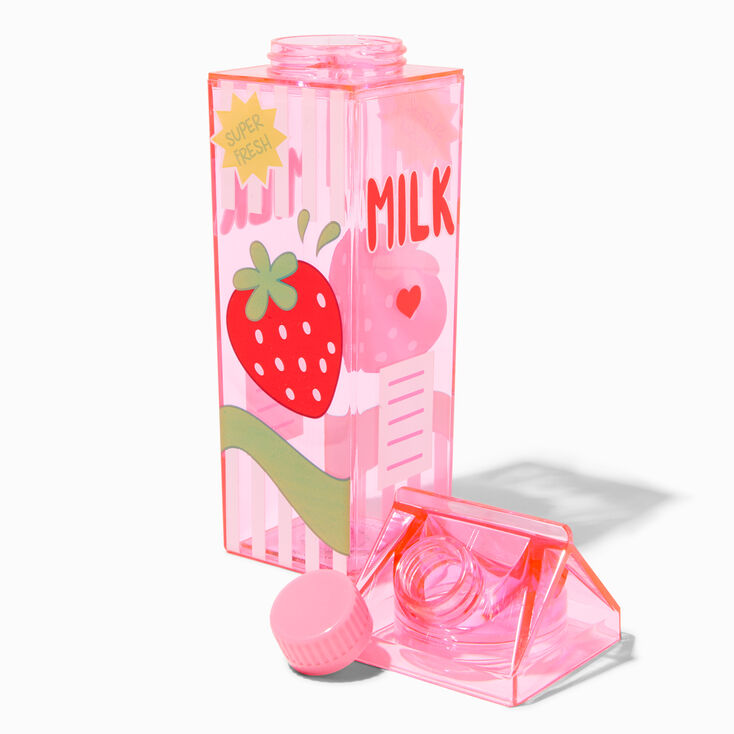 Milk Carton Glitter Water Bottle - Rose