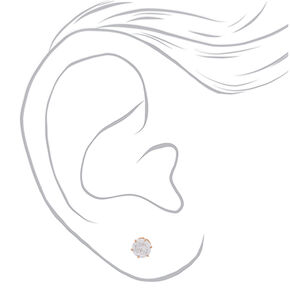Clous d&rsquo;oreilles ronds avec strass zircon cubique en titane dor&eacute; rose - 6&nbsp;mm,
