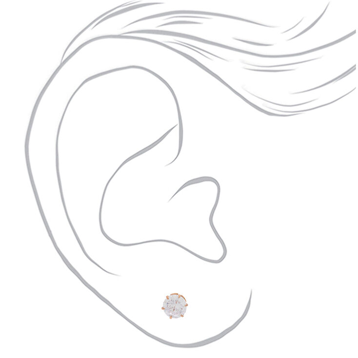 C LUXE by Claire&#39;s Rose Gold Titanium Cubic Zirconia 6MM Round Stud Earrings,