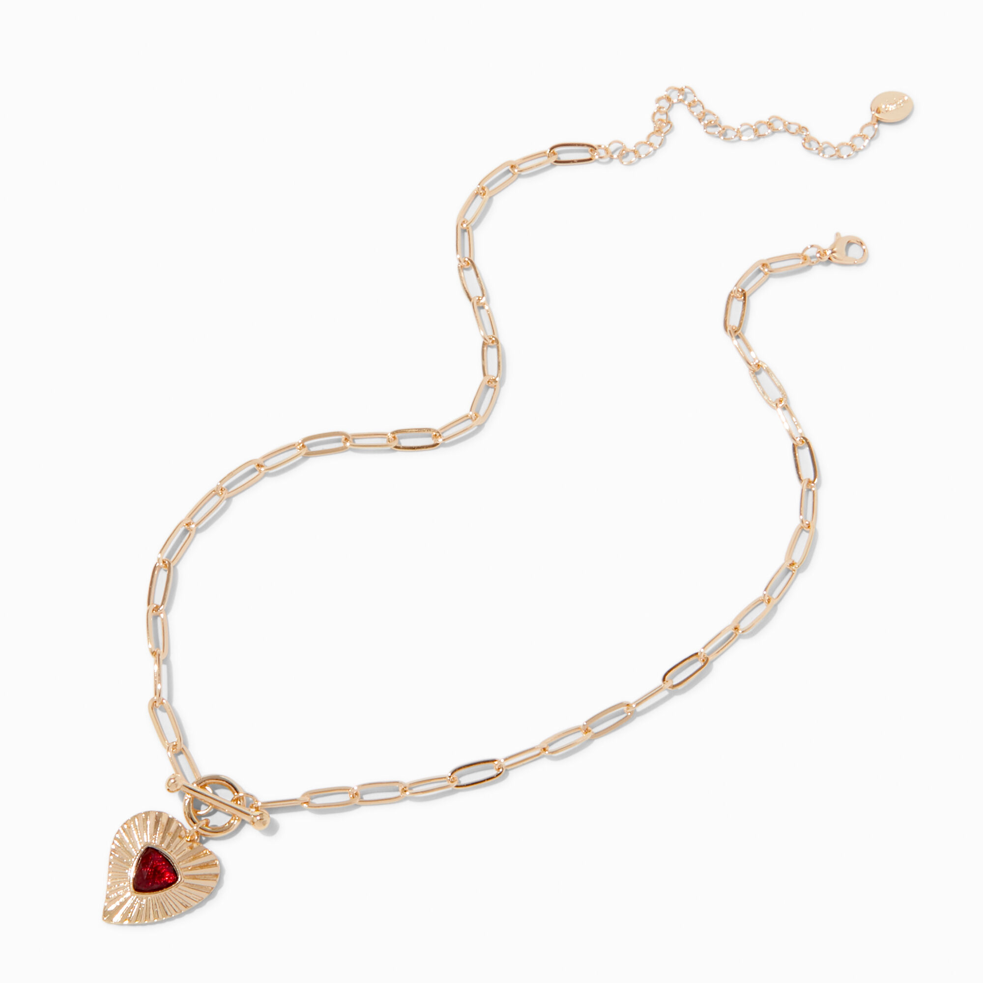 Burgundy Red Heart Pendant Necklace,