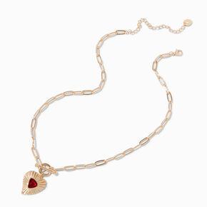 Burgundy Red Heart Pendant Necklace,