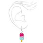 Silver 1&quot; Glitter Popsicle Drop Earrings,