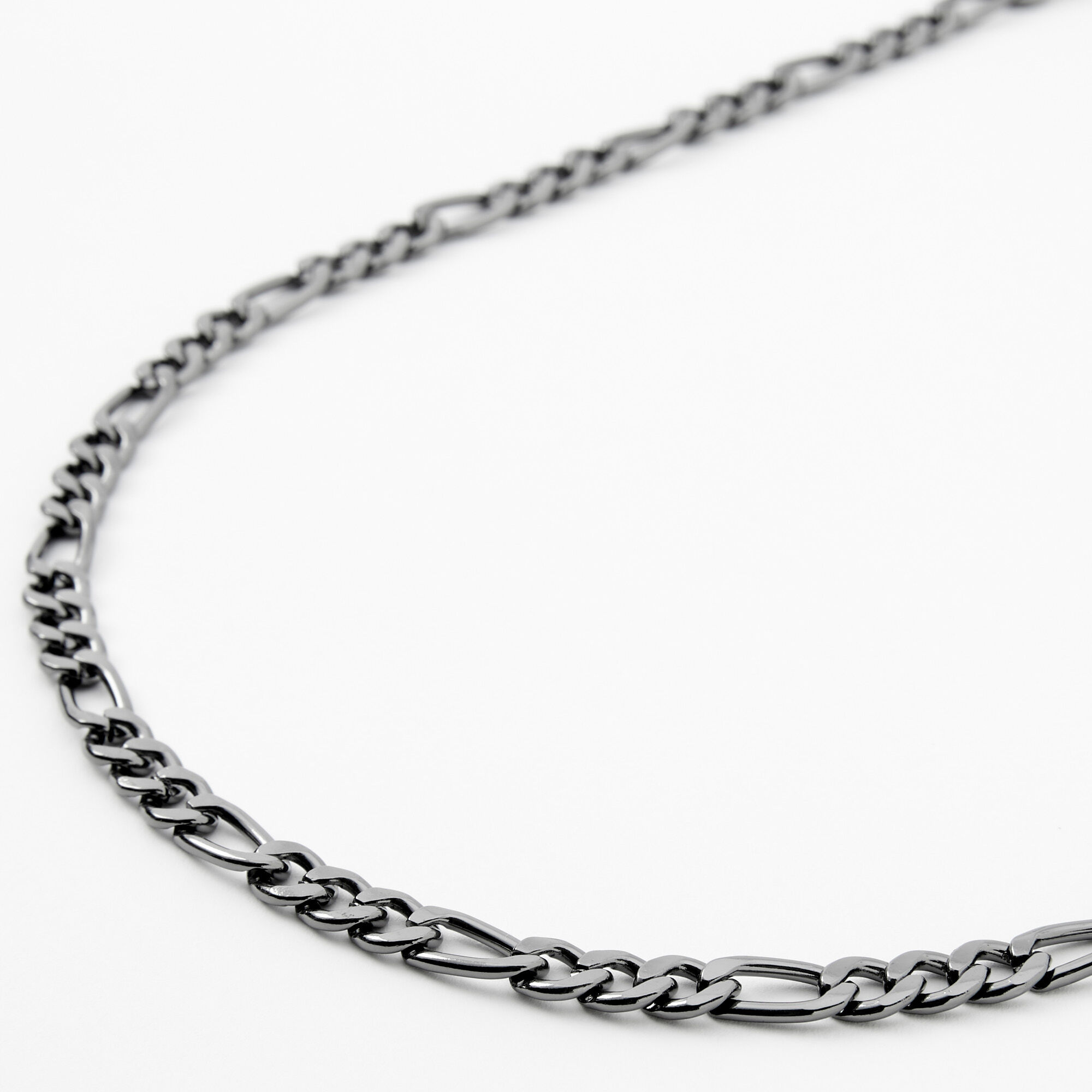 View Claires Hematite Figaro 20 Chain Link Necklace information