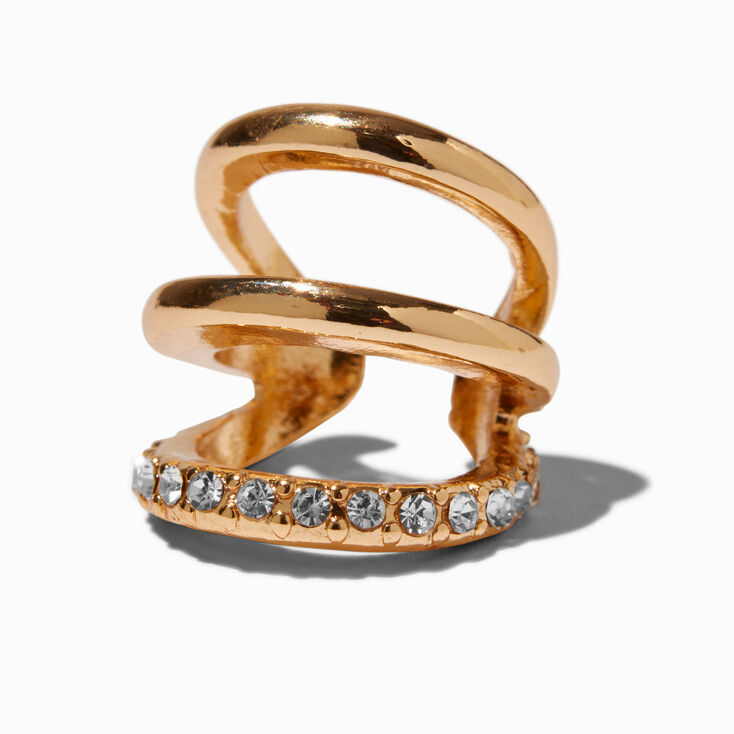 Gold-tone Crystal Stacked Ear Cuff,