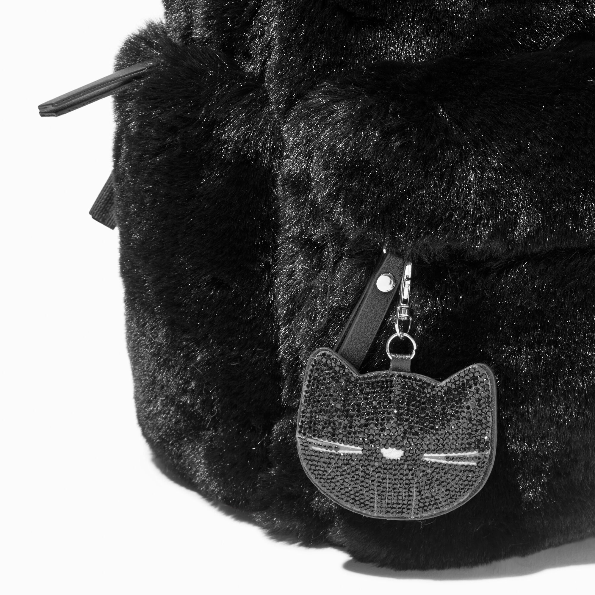 Black Cat Furry Backpack Claire s US