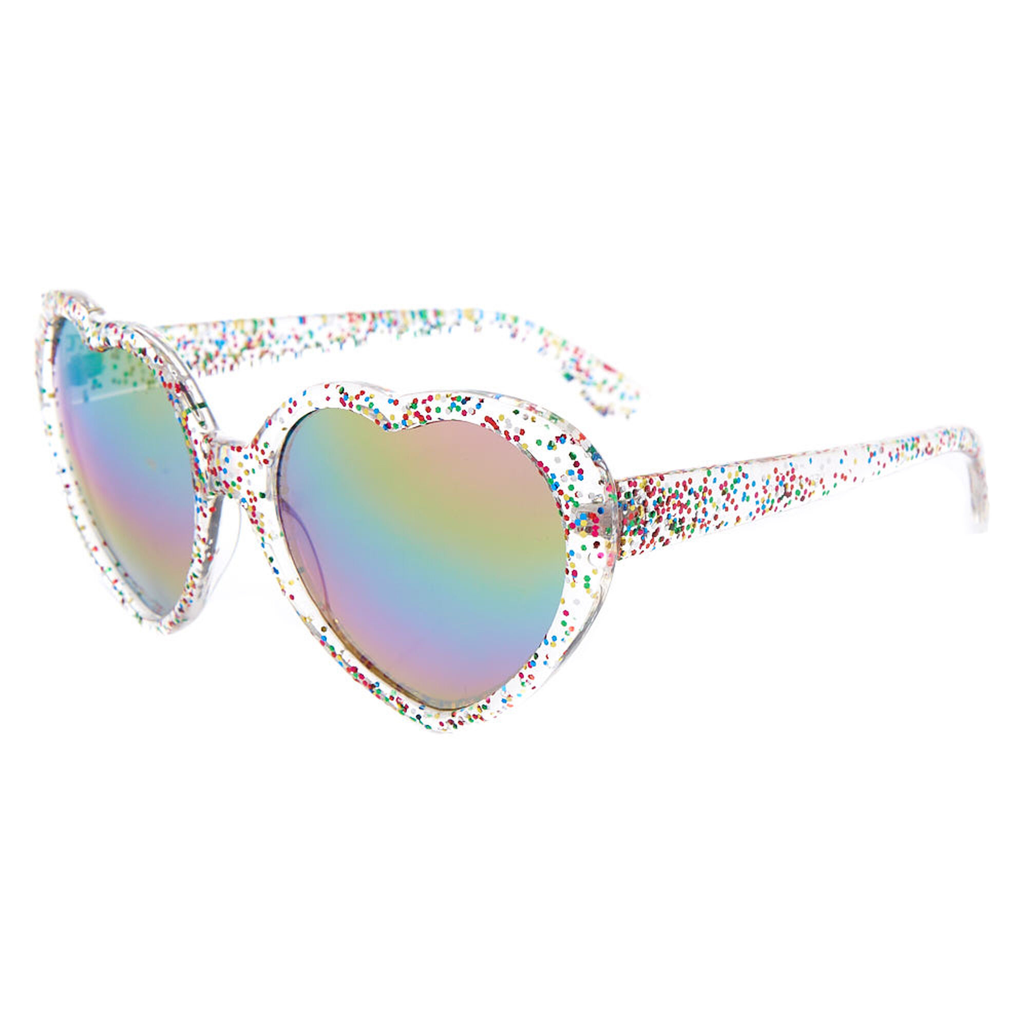 Glitter Heart Shaped Sunglasses Clear Claire S