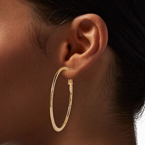 Mixed Metal Sleek Textured 50mm Hoop Earrings - 6 Pack,