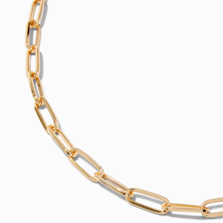 Gold-tone Large Paperclip Short Chain Necklace,