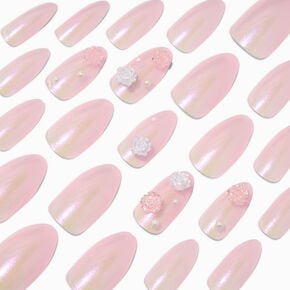 3D Rose &amp; Pearl Stiletto Vegan Faux Nail Set - 24 Pack,