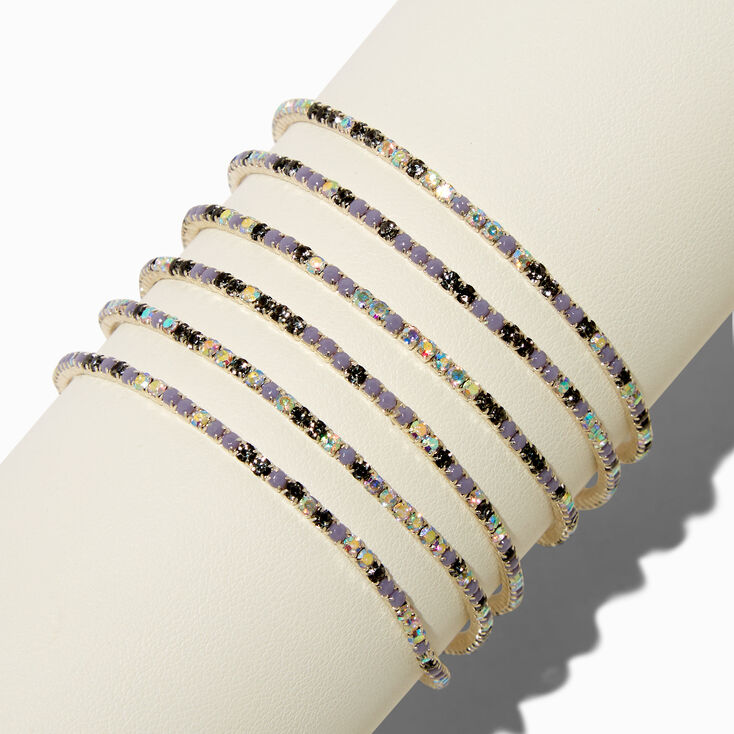 Bracelets &eacute;lastiques strass iridescents opalescents - Lot de 6,