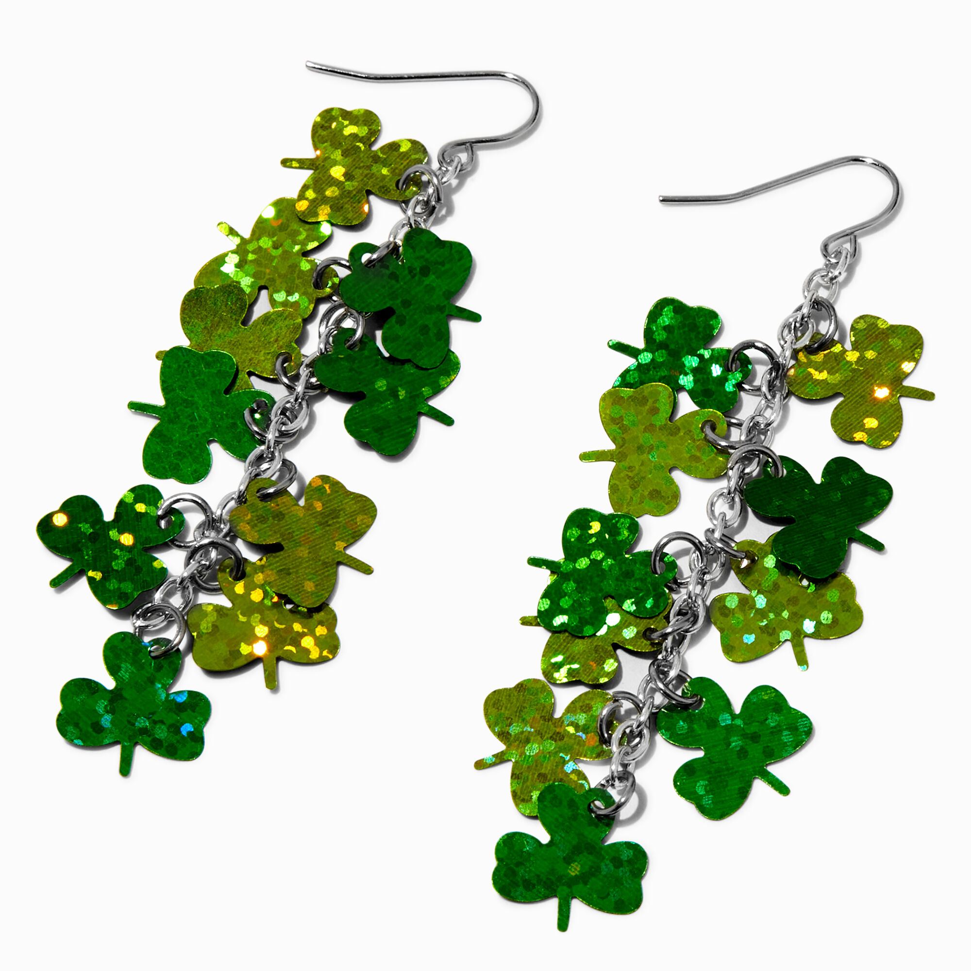 View Claires St Patricks Day Foil Shamrocks 25 Drop Earrings Silver information